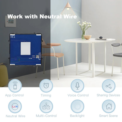 BSEED Smart Touch Schalter Funktion Schlüssel 1/2/3Gang 1/2/3Way WIFI Licht Schalter Basis DIY Teile Smart App Steuerung Neutral Erforderlich.