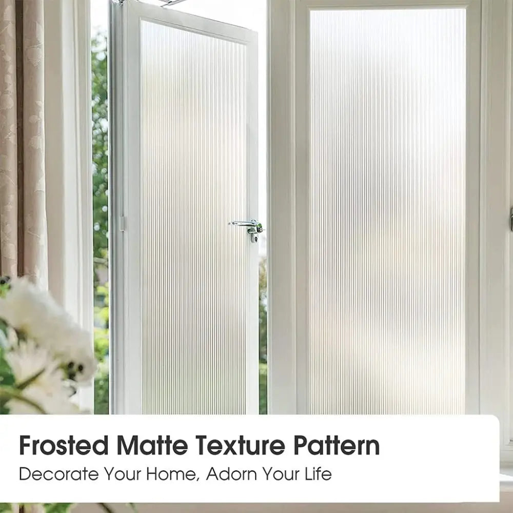 Reeded Glass Window Privacy Film Anti-peep Shading Glass Frosted Film Opaque UV Protection Static Stripe Decorative Window Film.