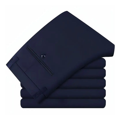 Men's Travel Dress Pants Stretch, No Iron Required Business Trousers, British Classic Slim Fit Lightweight Office Work Pants