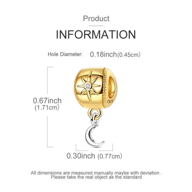 Gold Series DIY Charms Bead Original 925 Sterling Silver Inlaid Zirconium Sun Leopard Pendants Fit Bracelet Jewelry Gift Marking