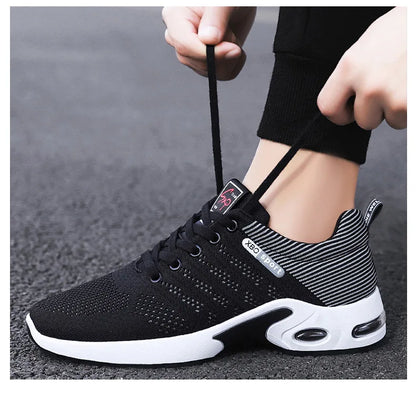 2025 New Men Sneakers Breathable Lace-Up Running Shoes Men Outdoor Walking Shoe Mesh Flying Woven Anti Slip Sports Shoes for Men