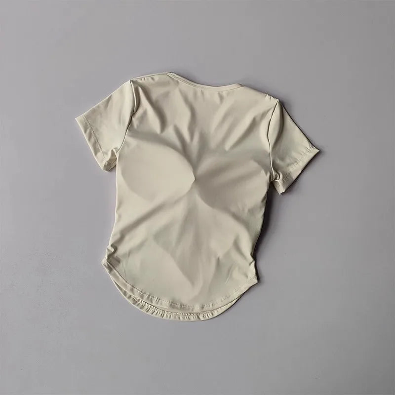 Sexy sports  Yoga Shirt Women Sports Bra Quick Dry Training Pilates Cover Up yoga shirts built in cup gym shirt  sports crop top.