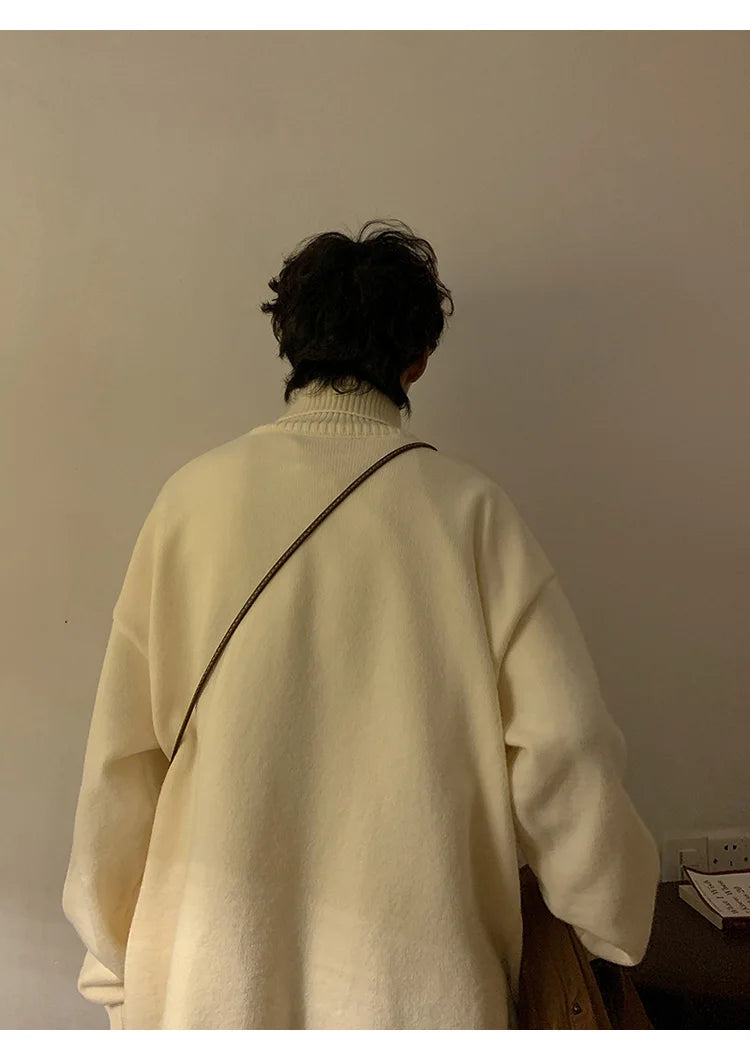 Turtleneck Men's Sweater Autumn 2025 New Knitted High Neck Pullover Streetwear Comfortable Fitness Tops Clothing Knitwear.