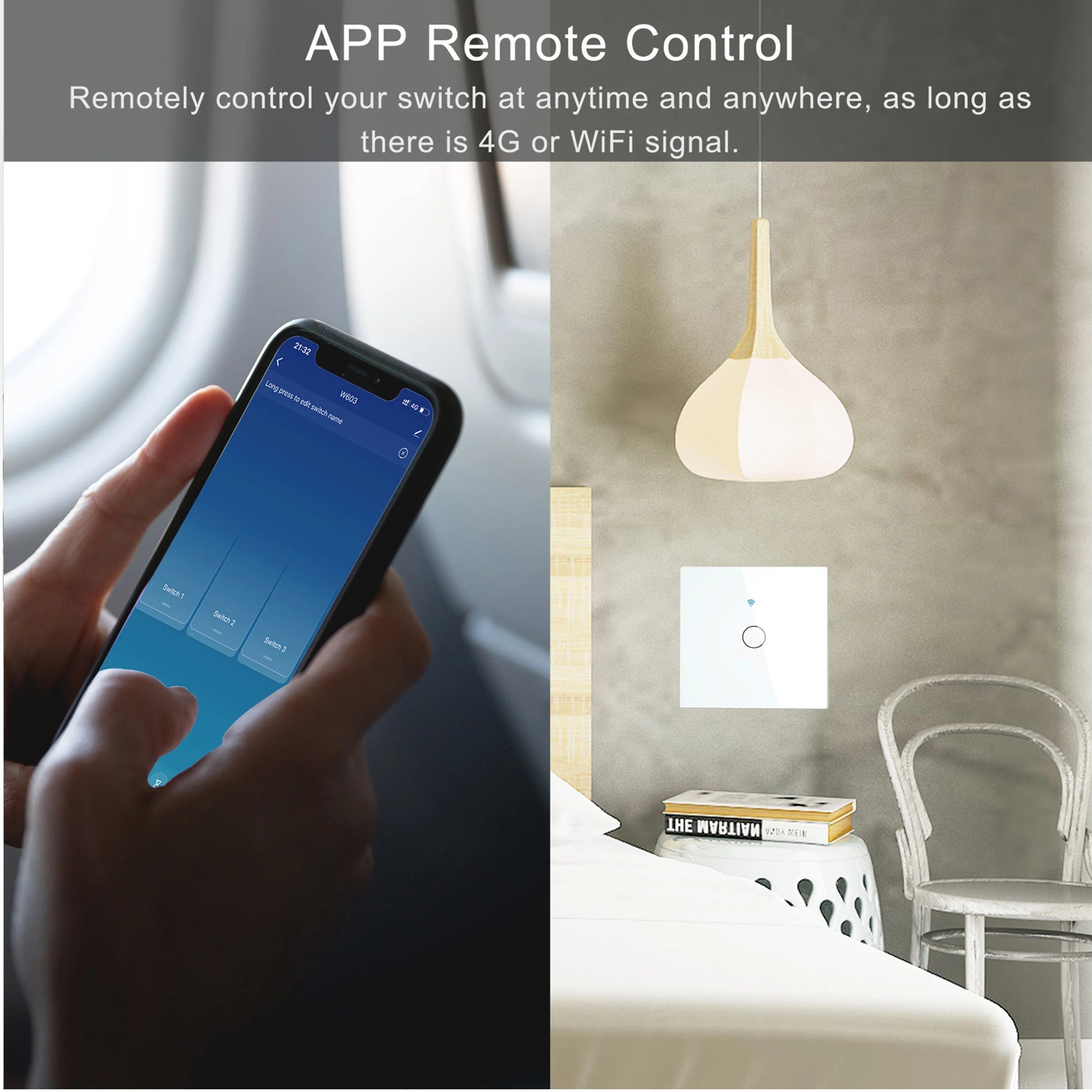 AXUS EU WiFi Smart Licht Schalter Touch Schalter RF433 Kein Neutralleiter Smart Home Leben Tuya App Steuerung Unterstützung Alexa Google Hause.