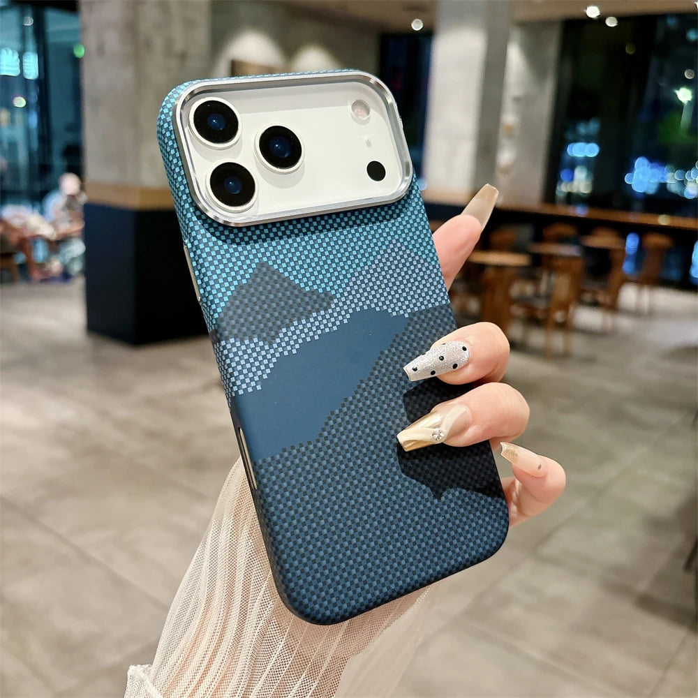 Luxury Kelvar Carbon Fiber Phone Case for iPhone 17 Air 17 Pro Max Magnetic Wireless Charging Ultra Thin Hard Colorful Cover.