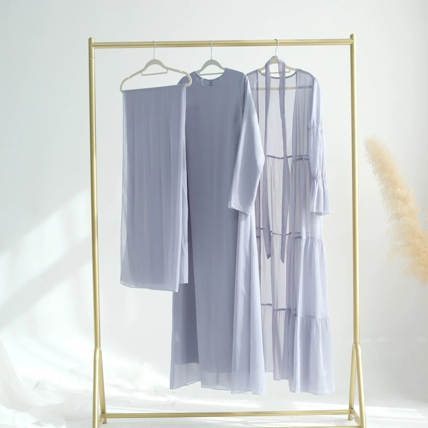 Chiffon Sheer Open Abaya Set Hijabi Muslim Women Party Ramadan Islamic Clothing  Dubai Turkey Kaftan Crepe Kimono Open Abayas.