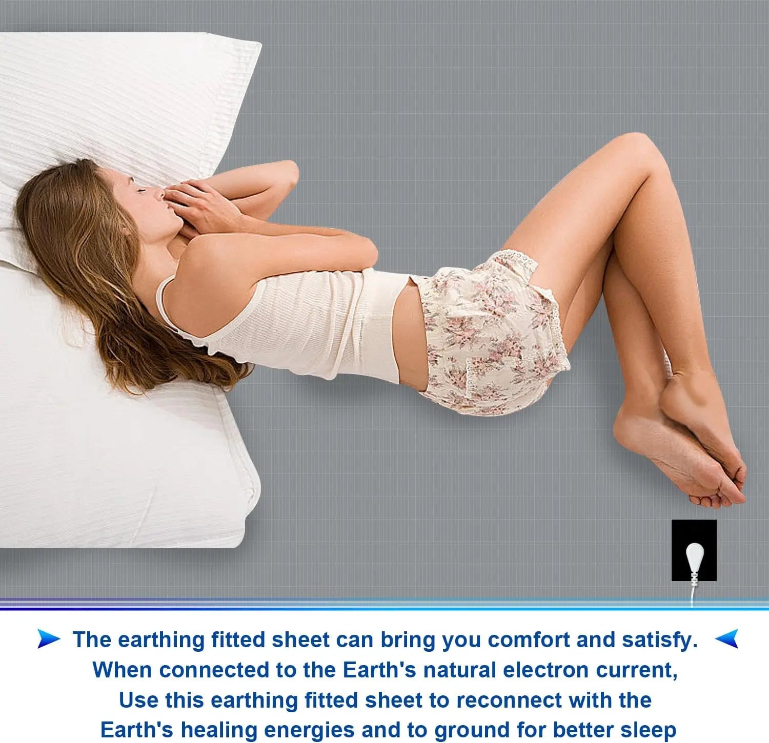 MAXSHARER Earthing 180*200*30cm fitted sheet Organic cotton with Conductive silver fiber Grounding bed sheet for Nature Wellness.