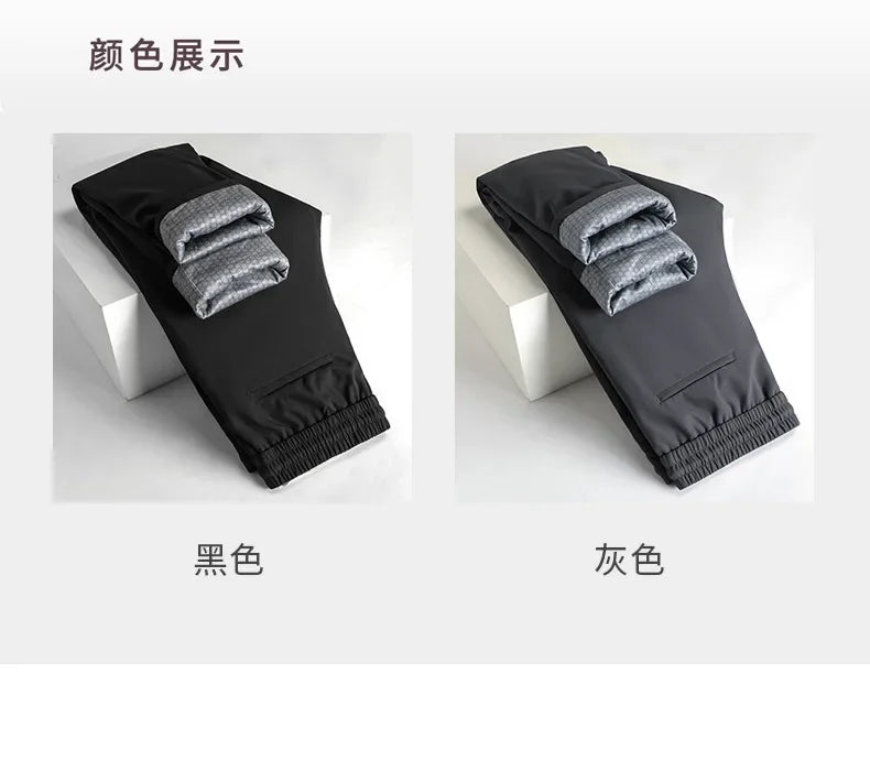 New Winter Men's Down Pants High Quality Thick Warm Goose Down Padded Business Casual Pants for Male Fashion Trousers Outerwear.