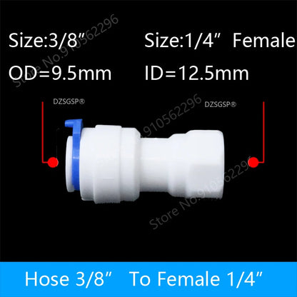 Fit for 1/4" 3/8" OD Tube Straight  Equal Reducer Connector Fitting Aquarium Reverse Osmosis RO Water Dispenser