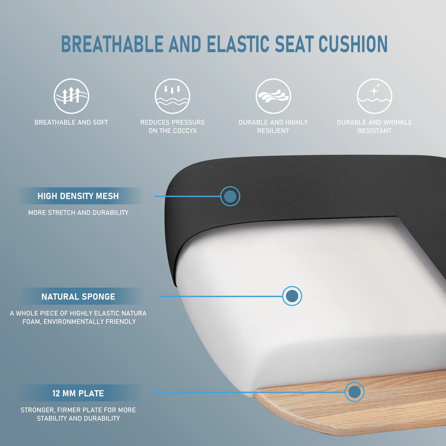 Durrafy Ergonomischer Bürostuhl, Bürostühle, Schreibtischstuhl mit verstellbarer Kopfstütze, Armlehnen, 150 kg Tragfähigkeit, Schwarz