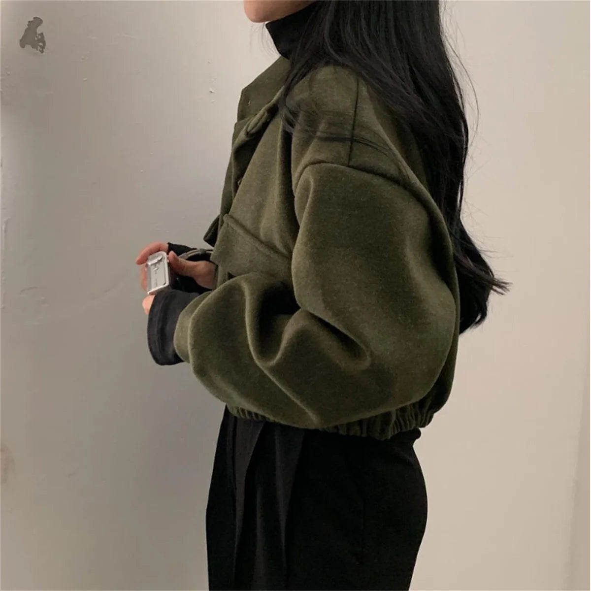 Korean Fashion Herbst Winter Mantel Frauen Neue In Stehen Neck Feste Taste Lose Jacke Dame Casual Straße Outwear Vintage Kleidung.