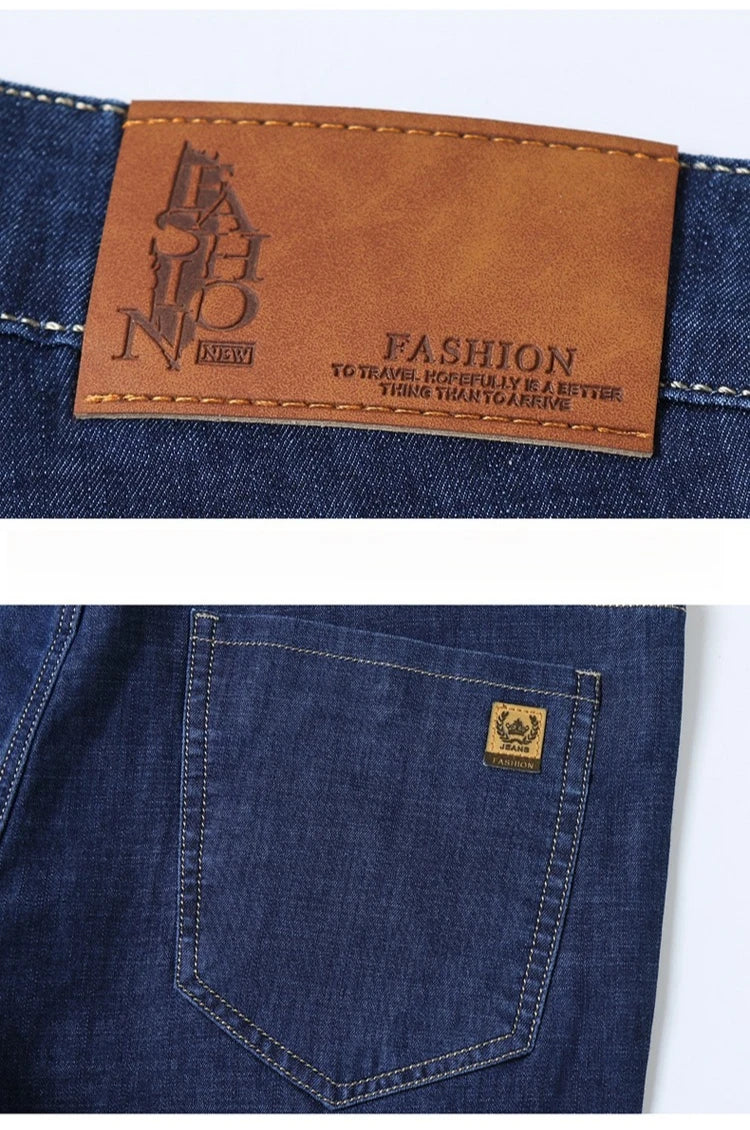 Men's Ice Silk Jeans Summer New Lyocell Thin Business Casual Denim Pants Classic All Match Slim Fit Straight Elastic Jean Male