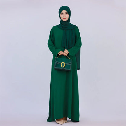 Ramadan Eid Solid Linen Dubai Abaya Turkey Islam Muslim Modest Dress Kaftan Prayer Clothes For Women Kebaya Robe Femme Musulmane