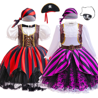 Halloween Mädchen Cosplay Piratenkapitän Kleid Kinder Karneval Event Maskerade Party Festival Kostüm Kinder Performance Bekleidung.