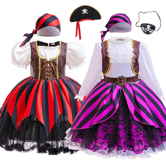 Halloween Mädchen Cosplay Piratenkapitän Kleid Kinder Karneval Event Maskerade Party Festival Kostüm Kinder Performance Bekleidung.
