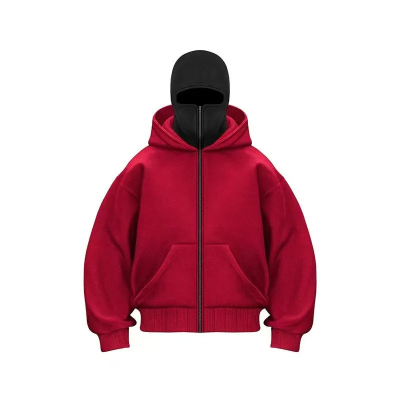 2025 Autumn Men Balaclava Y2K Gothic Harajuku Winter New Item Double Hooded Sweatshirt Men's Hooded Mask Zipper Sportswear Women.