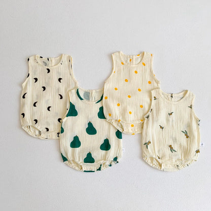 2023 neue Im Sommer Infant Neugeborene Baby Mädchen Jungen Falten Tuch Baumwolle Outfits Kinder Casual Overalls Kleinkind Bodys