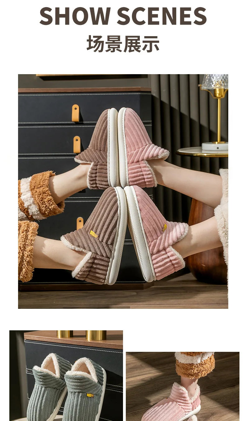 Litfun Warm Plush Fur Slippers For Women Men Winter Indoor Fluffy Warm Fuzzy House Slippers Outdoor Fuzzy Soft Furry Slippers.