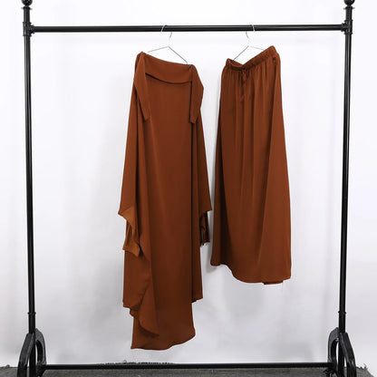 Autumn 2 Pcs Set Ramadan Eid Modest  Abaya Women Muslim Dress Hijab Kaftan Robe Femme Musulmane Islam Clothing Caftan Kebaya