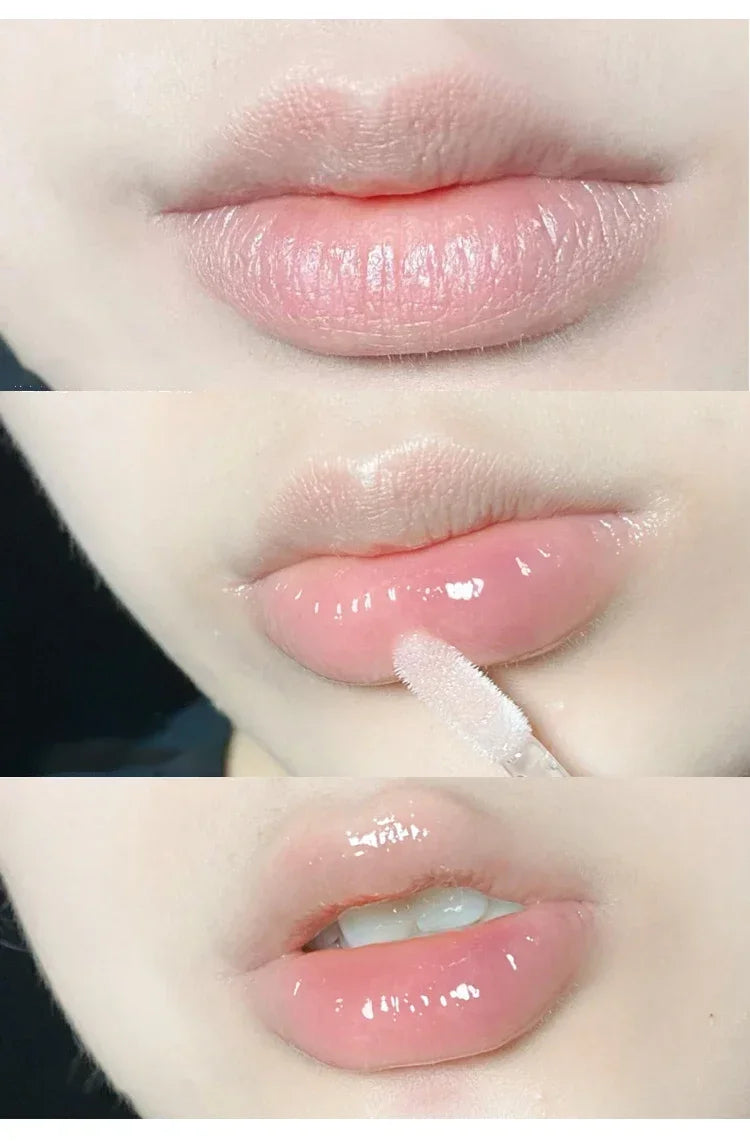 Plumping Jelly Lip Gloss Lasting Moisturizing Transparent Lip Oil Water Light Mirror Peach Lipstick Women Lips Makeup Cosmetics.