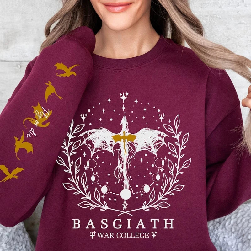 Fourth Wing Sweatshirt Basgiath War College Sweatshirt Women Graphic Hoodies Riders Quadrant Fantasy Reader Bookish Pullover Top.