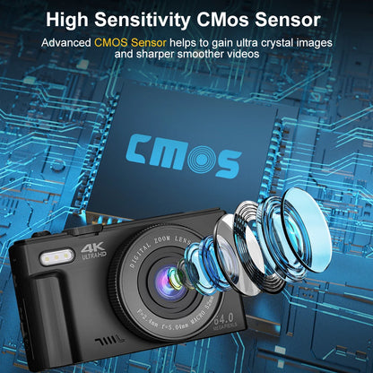 Ourlife AC600 Digital Camera 4K 64MP UHD Cameras 18X Digital Zoom 180° Flip Screen Vintage Vlogging Camera for YouTube Autofocus.