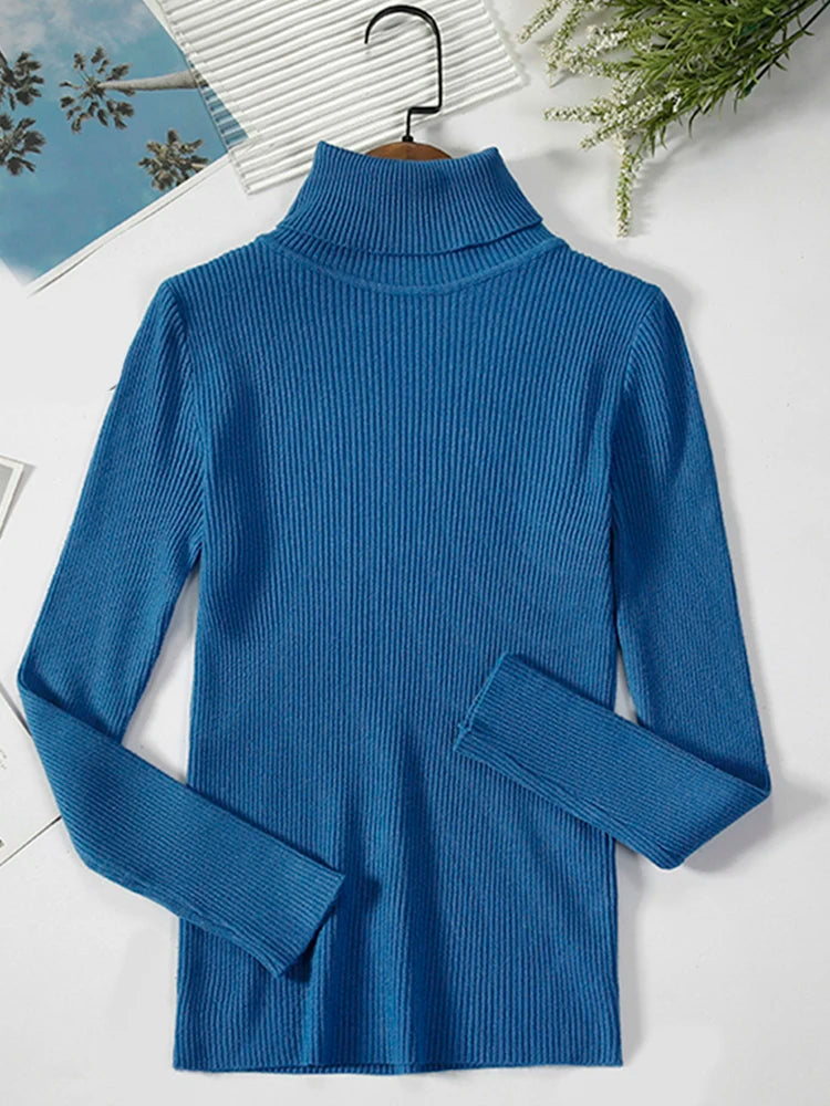 JMPRS Rollkragenpullover Frauen Mode Einfache Winter Pullover Jumper Hohe Elastische Gestrickte Herbst Weibliche Grundlegende Tops Casual Bluse