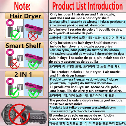 1600W Negative Ionic Hair Dryer For Dyson Hair Dryer Shelf 2 IN 1 Become Hand Dryer Whitout Drilling Hanger Household