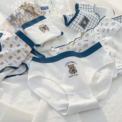 New 5Pcs/set Cotton Panties Strawberry Bear Cartoon Girls Briefs Sexy Women Underwear Lingeries Female Underpants.