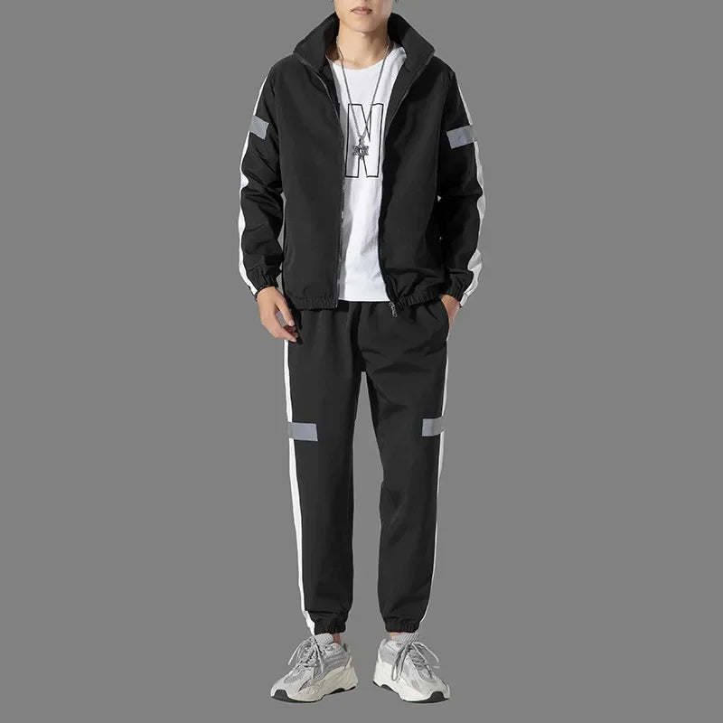 Trendy Men's Sportswear Set Casual Open Cardigan Sweatshirt Jacket with Pants Autumn Winter New Style Cross-Border Clothing