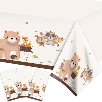 Cartoon Tiere Party Einweg Geschirr Wilde Bär Fuchs Wald Tiere Party DIY Dschungel Safari Alles Gute Zum Geburtstag Baby Dusche Dekor.