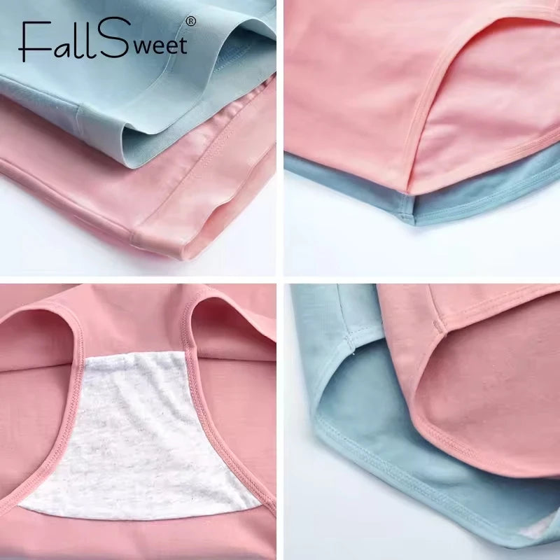 FallSweet 5Pcs/Lot Cotton Panties for Women Plus Size Underwear High Waist Comfortable Female Underpants Sexy Lingerie M-XXXL.