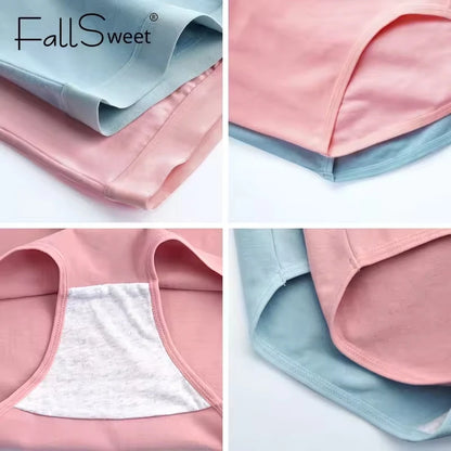 FallSweet 5Pcs/Lot Cotton Panties for Women Plus Size Underwear High Waist Comfortable Female Underpants Sexy Lingerie M-XXXL.