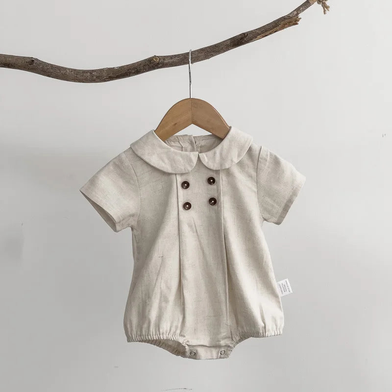 Sommer Kleinkind Kinder Streifen Body Jungen Lose Turndown Kragen Overall Mädchen Baby Dünne Crawlwear Onesie Kleidung Ein Stück.