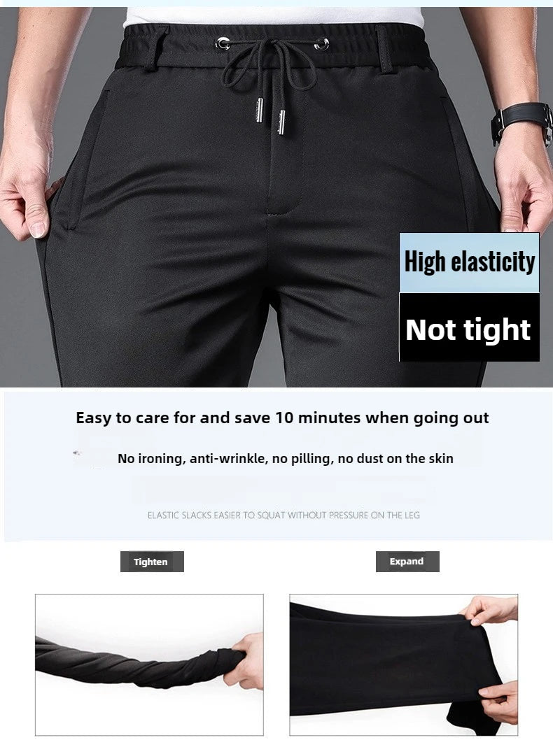 Big Size 10XL Winter Pants Men Fleece Lined Elastic Waist Strtch Trousers Male Thick Warm Straight Business Work Wear Plus Large.