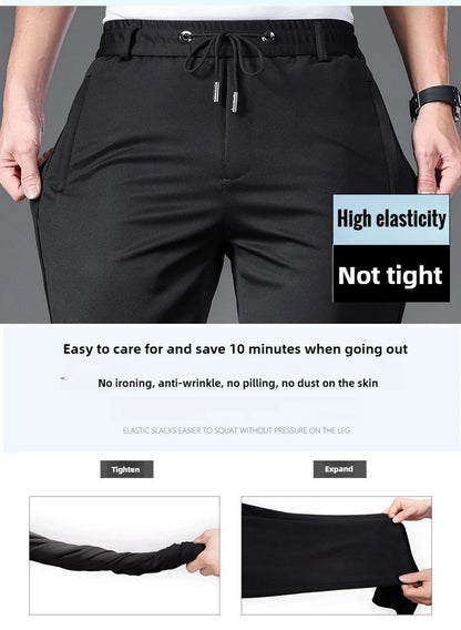 Big Size 10XL Winter Pants Men Fleece Lined Elastic Waist Strtch Trousers Male Thick Warm Straight Business Work Wear Plus Large.