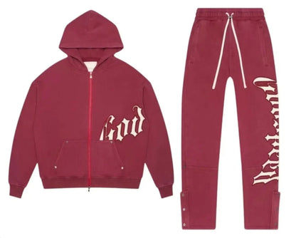 Y2k Retro Zipper Hoodie and Sweatpants 2-piece Set Washed Cotton Men Women Tracksuit Gothic Letter Loose Sweatshirt Jogger Suit.