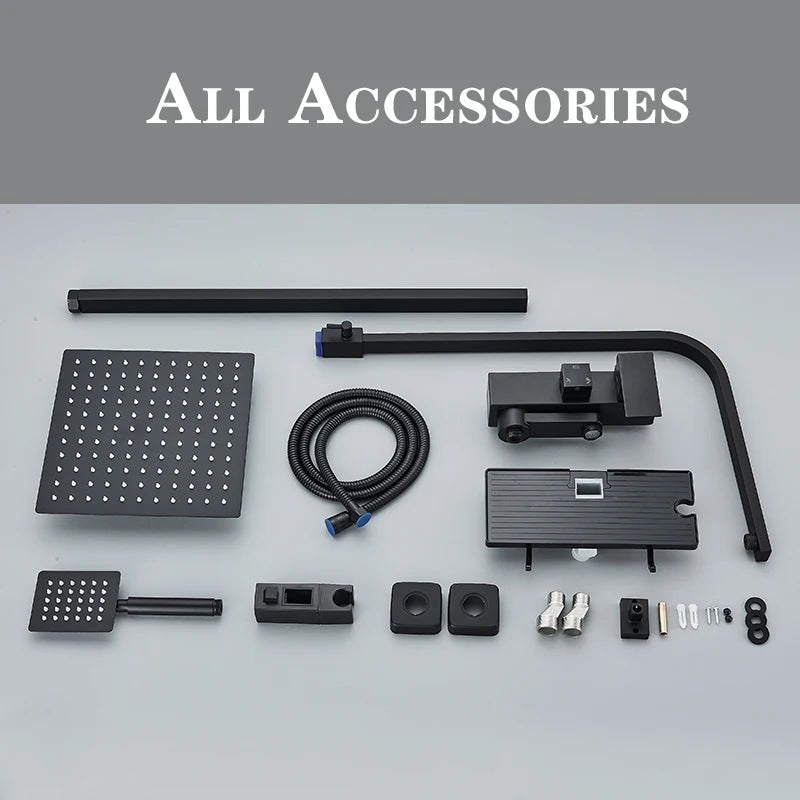 Wanmivezlo Black/Chrome Brass Shower Faucet Bathroom Shower Mixer Crane Rotatable Long Spout Rain Shower Set Shower Spray Shower