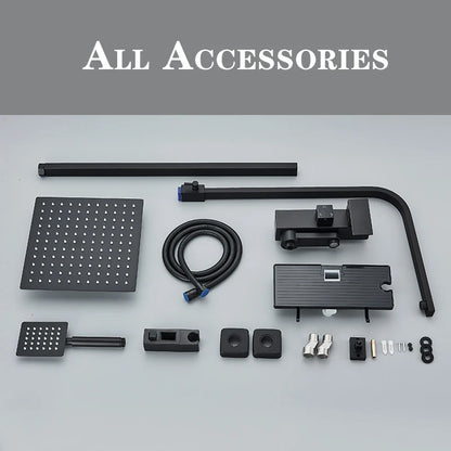 Wanmivezlo Black/Chrome Brass Shower Faucet Bathroom Shower Mixer Crane Rotatable Long Spout Rain Shower Set Shower Spray Shower