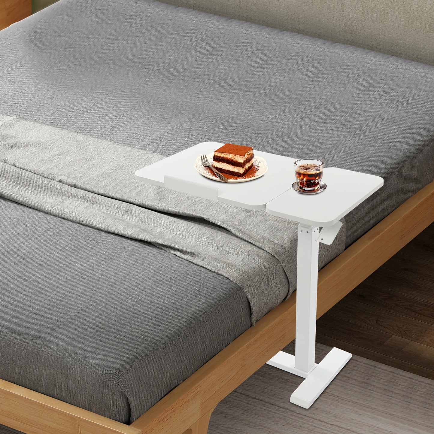 Mobiler Stehschreibtisch mit Tablettplatte, höhenverstellbar, 26–41 Zoll, drehbar, 40 kg belastbar, versteckte Räder für Home-Office-Laptops