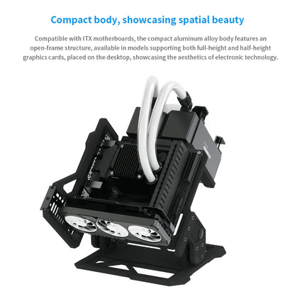 Barrowch ITX Open Frame Aluminum Alloy Water-cooling Computer Case DIY Adjustable Angle PFT-01.
