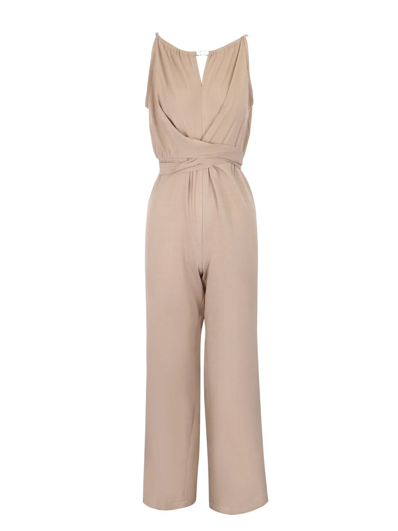 Women's Jumpsuits Summer Sleeveless Solid Fashion Bandage O- Neck Sexy Slim Folds Jumpsuits Casual Streetwear Simple Jumpsuits.