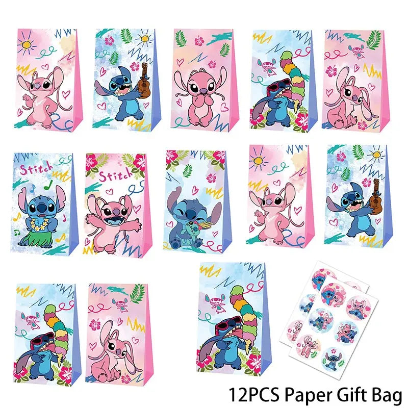 Disney Lilo Stitch Geburtstag Party Dekoration Kinder Stitch Thema Geschirr Set Engel Luftballons Happy Banner Zubehör für Mädchen zugunsten