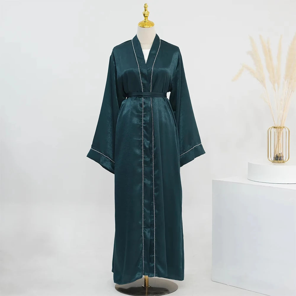 Ramadan Women's Galabiyas Solid Open Kaftan Dubai Abaya Dress Turkey Kimono Long Cardigan Fashion Muslim Islamic Clothing.
