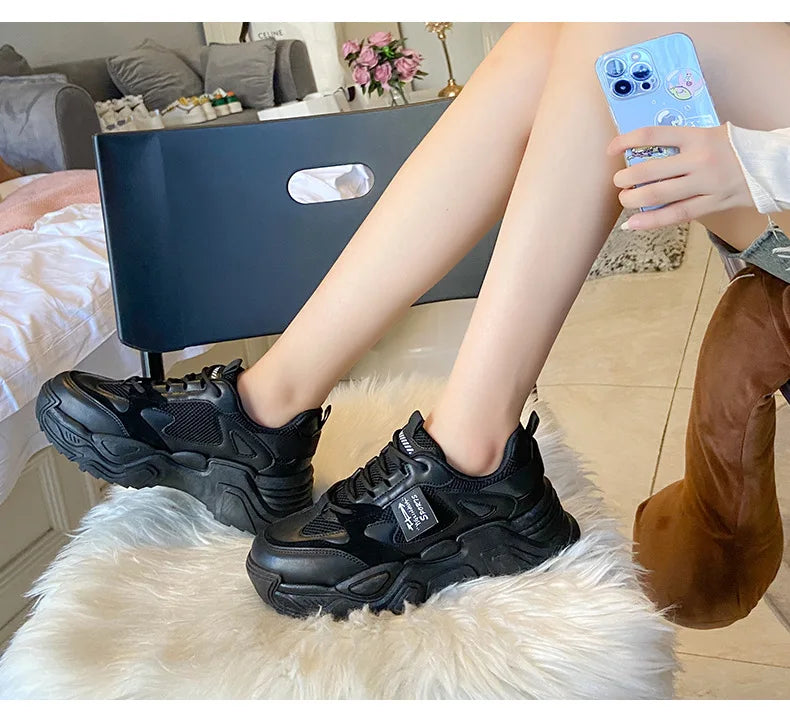 Chunky Platform Sneakers for Women Autumn New Fashion Thick Sole Vulcanized Shoes Woman Casual Non Slip Breathable Sports Shoes.