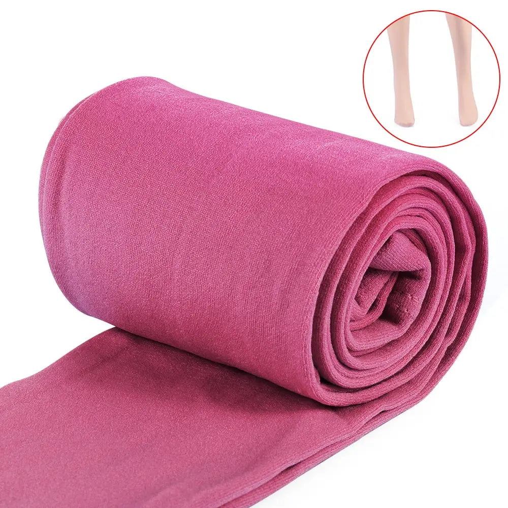 Fluff Lined Winter Thermal Warm Thick Pantyhose Stretch Slim Leggings Pants Colorful Warm Tights Women's Clothing