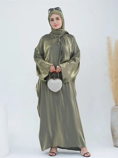 Eid Modest Satin Khimar Abaya Dubai Luxury 2024 Muslim Islam Arabic Abayas For Women Kaftan Hijab Dress Robe Femme Musulmane