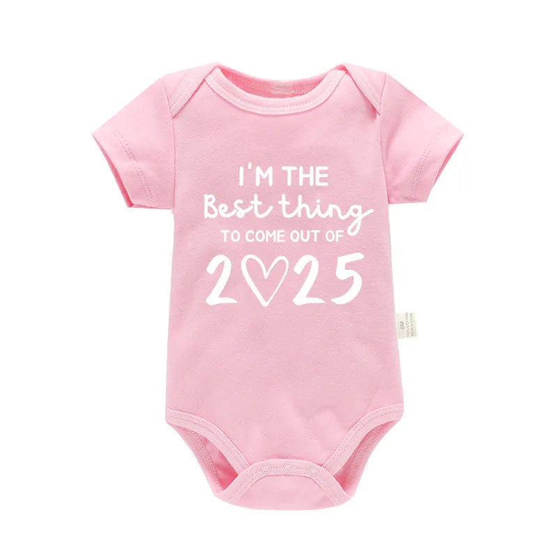 „I'm the Best Thing 2025, Neugeborene Babykleidung, weiße Baumwolle, Sommer-Bodys für Kleinkinder, kurzärmeliger Strampler für Jungen und Mädchen.