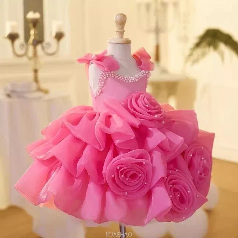 2025 Prinzessinnenkleid zum ersten Geburtstag für Mädchen, neue Hochzeit, Blumenmädchen, Klavieraufführung, Host-Kleid, Party-Kleidung, Outfits, passendes Bankett.