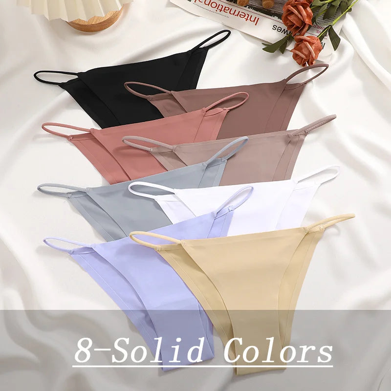 3Pcs/Set Women Seamless Panties Sexy Ultra-thin Briefs Female Ice Silk No Trace Underwear Low Rise Solid Color Soft Lingerie.